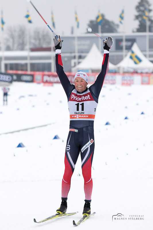 Emil Iversen vann herrarnas masstart över 30 km i Svenska Skidspelen 2017.