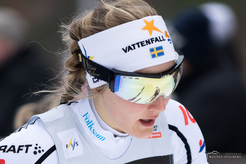 Stina Nilsson i närbild vid Svenska Skidspelen 2017.