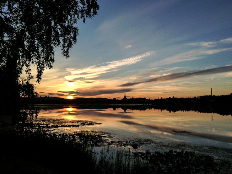 Solnedgång vid Tisken i Falun.