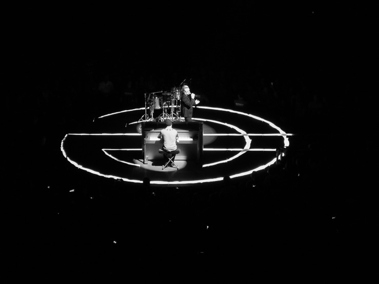 Bono och The Edge vid U2-konserten i Globen den 21 september 2015.